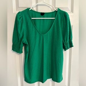Emerald Green V-neck Blouse